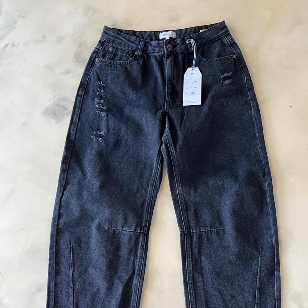 Special A Y2K‎ Preppy Black Denim Barrel Jeans NWT Size 5